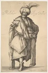 Matthäus Merian der Ältere, Melchior, after "Three Magi" series by Jacques Bellange