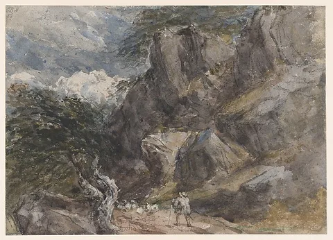 David Cox Snr., Driving sheep in a rocky landscape