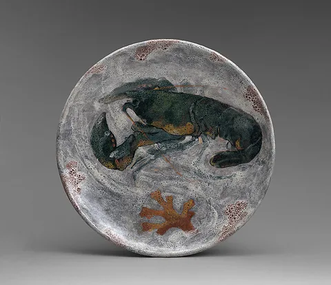 Albert Dammouse, Plaque with lobster and seaweed