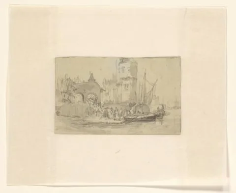 Hendrik Schaap, Passagiers verlaten beurtschip bij een stadsmuur