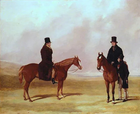 Harry Hall, John Barham Day with his Sons John and William on Newmarket Heath