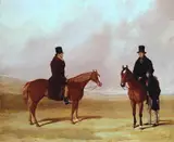 Harry Hall, John Barham Day with his Sons John and William on Newmarket Heath