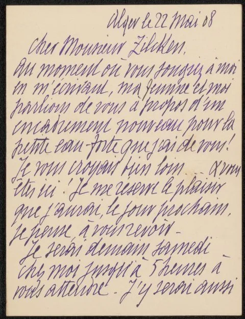 Eugène Deshayes, Brief aan Philip Zilcken