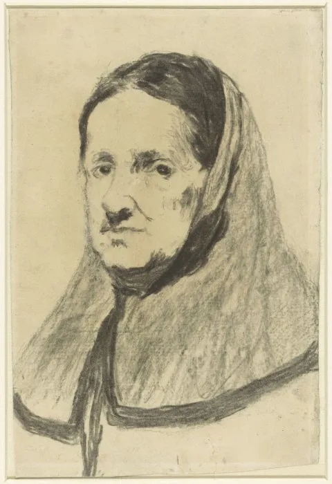 Augustin Théodule Ribot, Studie van een oude vrouw, tot de schouders gezien, enigszins naar links