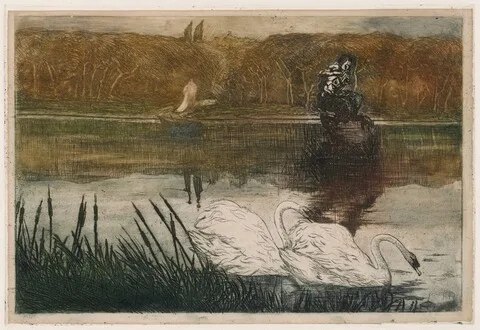 Umberto Boccioni, Lake with Swans