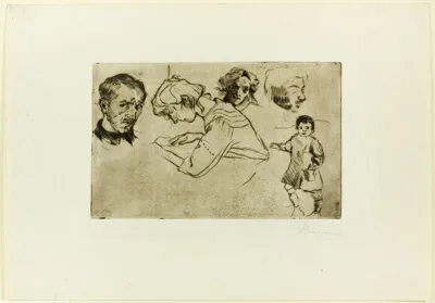 Umberto Boccioni, Sketches of Four Heads and a Child
