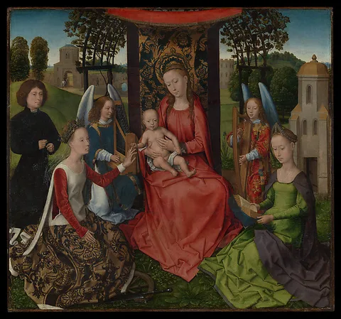 Hans Memling, Virgin and Child with Saints Catherine of Alexandria and Barbara