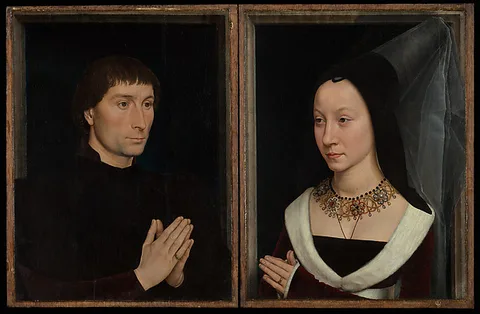 Hans Memling, Tommaso di Folco Portinari (1428–1501); Maria Portinari (Maria Maddalena Baroncelli, born 1456)