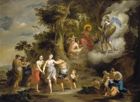 Arnold Houbraken, Pallas Athene Visiting Apollo on the Parnassus