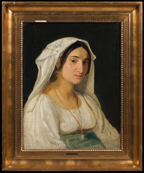 Wilhelm Marstrand, An Italian Woman From the Area of Lake Albano Wearing a White Head Piece