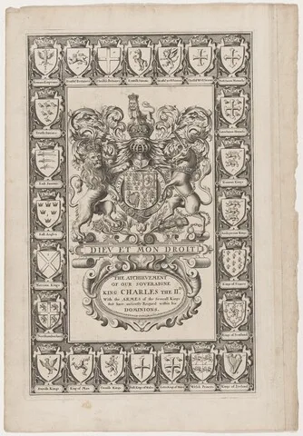 Jodocus Hondius I, Title Page for the Achievement of Our Sovereign King Charles the Second