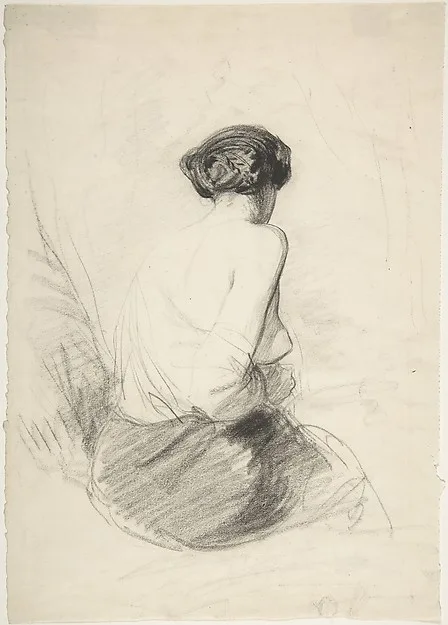 Paul Gavarni, Woman Seated, Seen from Back