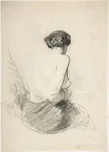 Paul Gavarni, Woman Seated, Seen from Back