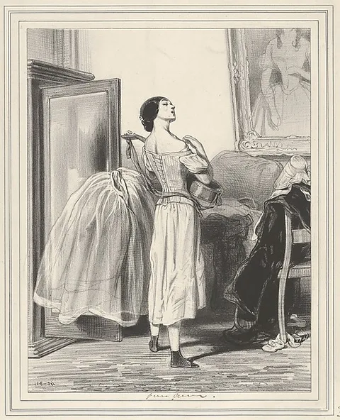 Paul Gavarni, Rien n'est si joli que la fable, si triste que la vérité!, plate 30 from the suite Les Lorettes, published in "Le Charivari"