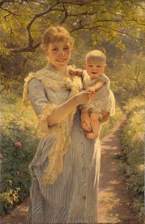 Bertha Wegmann, Young Mother with a Child in a Garden