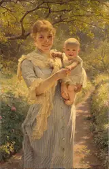 Bertha Wegmann, Young Mother with a Child in a Garden