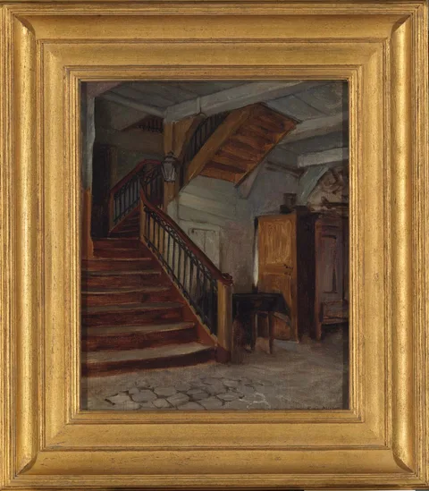 Francis Davis Millet, Room Interior with Winding Staircase