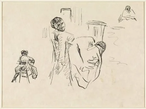 Rik Wouters, Schetsblad met zittende vrouw, die op haar stoel achterover leunt