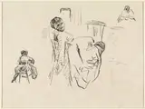 Rik Wouters, Schetsblad met zittende vrouw, die op haar stoel achterover leunt