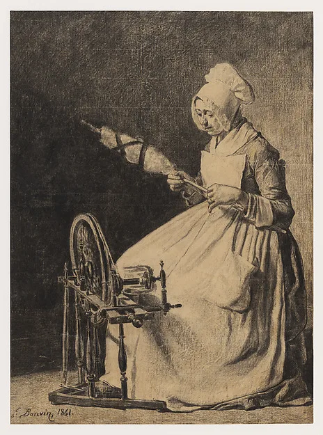 François Bonvin, A Woman Spinning Flax