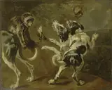 Pieter Boel, Study of Dogs and a Monkey on the Edge of a Wood