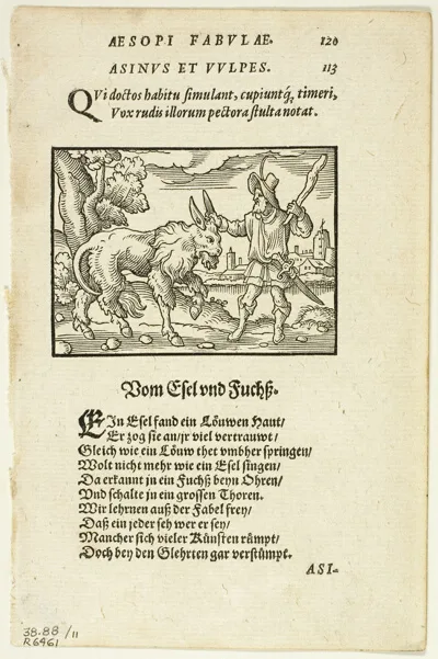Virgil Solis, Schöne Figuren vor alle Fabeln Esopi (Aesop's Fables), plate eleven from Woodcuts from Books of the XVI Century