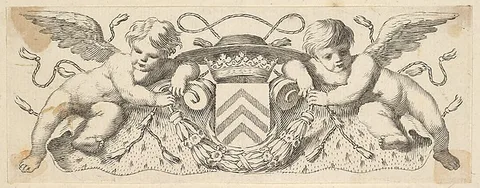 Claude Mellan, Two Cherubs with the Arms of Cardinal Richelieu