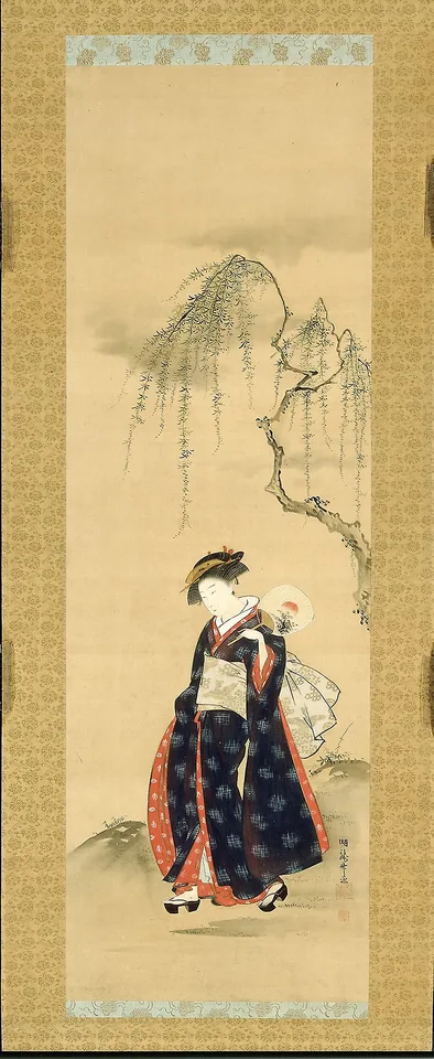 Isoda Koryūsai, Beauty Beneath a Willow Tree