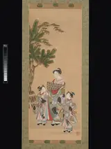 Isoda Koryūsai, Courtesan and  Two Attendants on New Year's Day