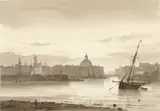 Théodore Gudin, De Buitenkant en de Ronde Lutherse Kerk te Amsterdam