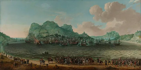 Adam Willaerts, The defeat of the Spanish at Gibraltar by a Dutch fleet under command of Admiral Jacob van Heemskerck, 25 April 1607