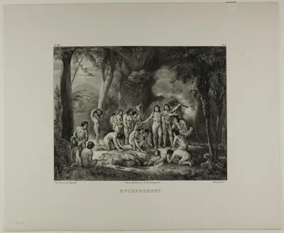 Victor Adam, The Burial, plate 8 from Customs and traditions of Indians, volume 3 of Voyage pittoresque dans le Brésil