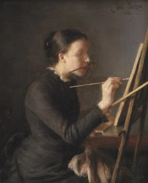Julius Paulsen, The Painter Agnes Paulsen, the Artist's Sister, at her Easel