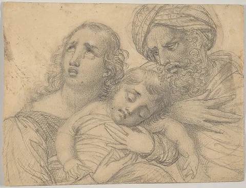 François-Joseph Navez, A Woman and a Turbaned Man in Despair with a Young Child