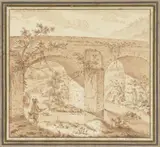 Johann Georg Wille, Hengelaar bij stenen brug
