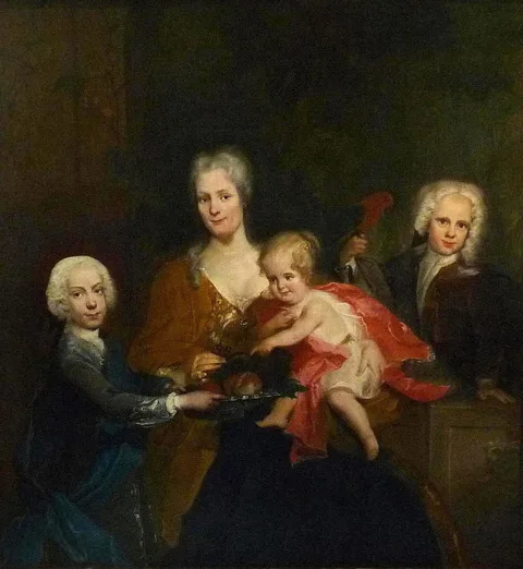Cornelis Troost, Portrait of Maria de Lange (1696-1744), wife of Cornelius Ascanius van Sypesteyn, with her three young children
