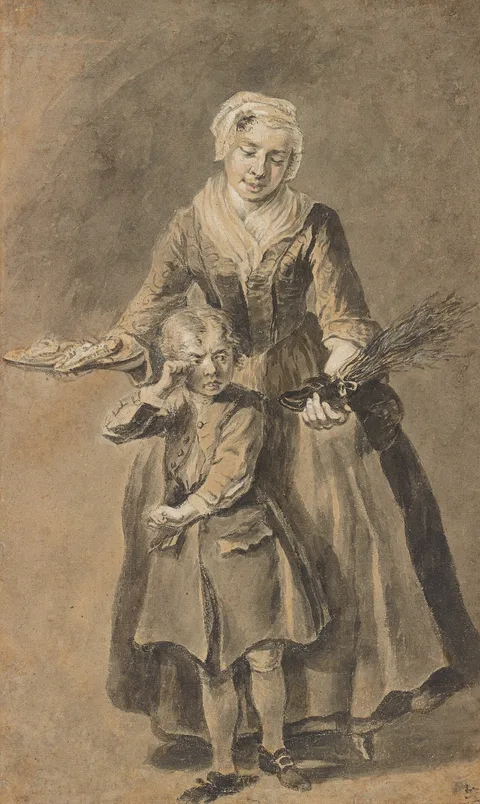 Cornelis Troost, A Woman Showing A Weeping Boy His Shoe of Switches