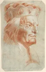 Lorenzo Baldissera Tiepolo, Bust-Length Study of a Man Wearing a Hat in Three-Quarter View (a Frankish Nobleman)