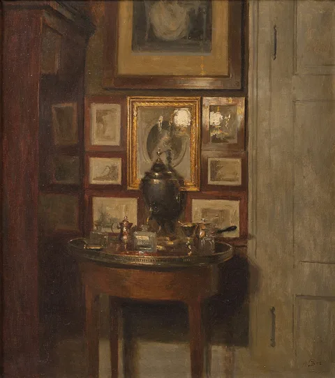 Peter Ilsted, Interior with a samovar. Evening