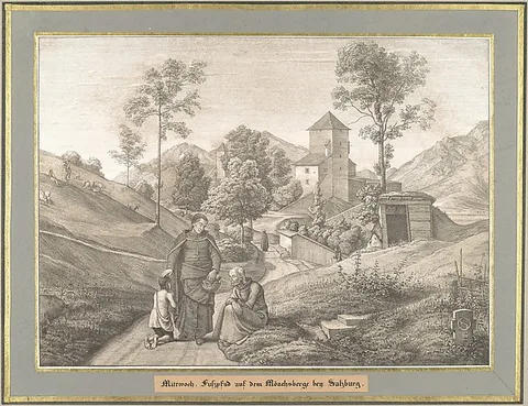 Ferdinand Olivier, Mittwoch from Sieben Gegenden aus Salzburg und Berchtesgaden Geordnet nach den sieben Tagen der Woche, verbunden durch zwey allegorische Blätter (Seven Places in Salzburg and Berchtesgaden, Arranged According to the Seven Days of the Week)