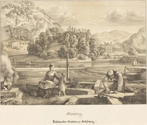 Ferdinand Olivier, Montag - Rosenecker Garten vor Salzburg (Monday - Rosenecker Garden near Salzburg)