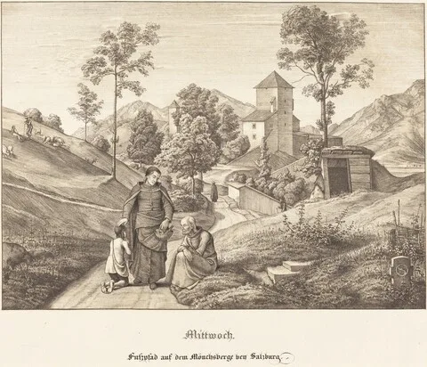 Ferdinand Olivier, Mittwoch - Fusspfad auf dem Mönchsberge bey Salzburg (Wednesday - Footpath on the Mönchsberge near Salzburg)