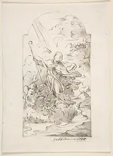 Anton Domenico Gabbiani, Saint Januarius Saving Naples from an Eruption of Mt. Vesuvius. Verso: Small sketch of similar scene