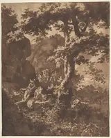 Jan de Bisschop, Mercury Lulling Argus to Sleep in a Landscape