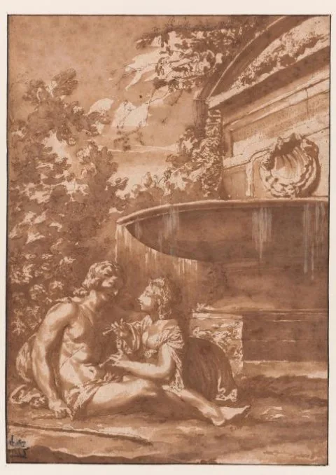 Jan de Bisschop, Idylle bij een fontein
