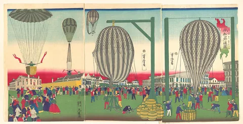 Utagawa Yoshitora, Illustration of a Balloon Ascending (Fūsen shōyō no zu)