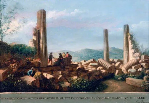 Luigi Mayer, View of the Remains of the Temple (supposed to be of Castor and Pollux) in Agrigentum  (5 of 6)