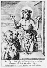 Hieronymus Wierix, Christ as a Fountain, with Two Jesuits
