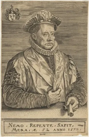 Hieronymus Wierix, Man Holding Scroll