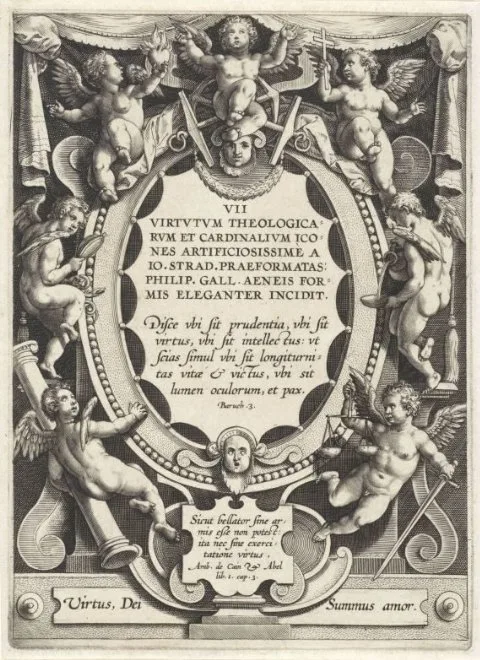 Hieronymus Wierix, VII Virtvtvm Theologicarvm et Cardinalivm Icones Artificiosissime (...)